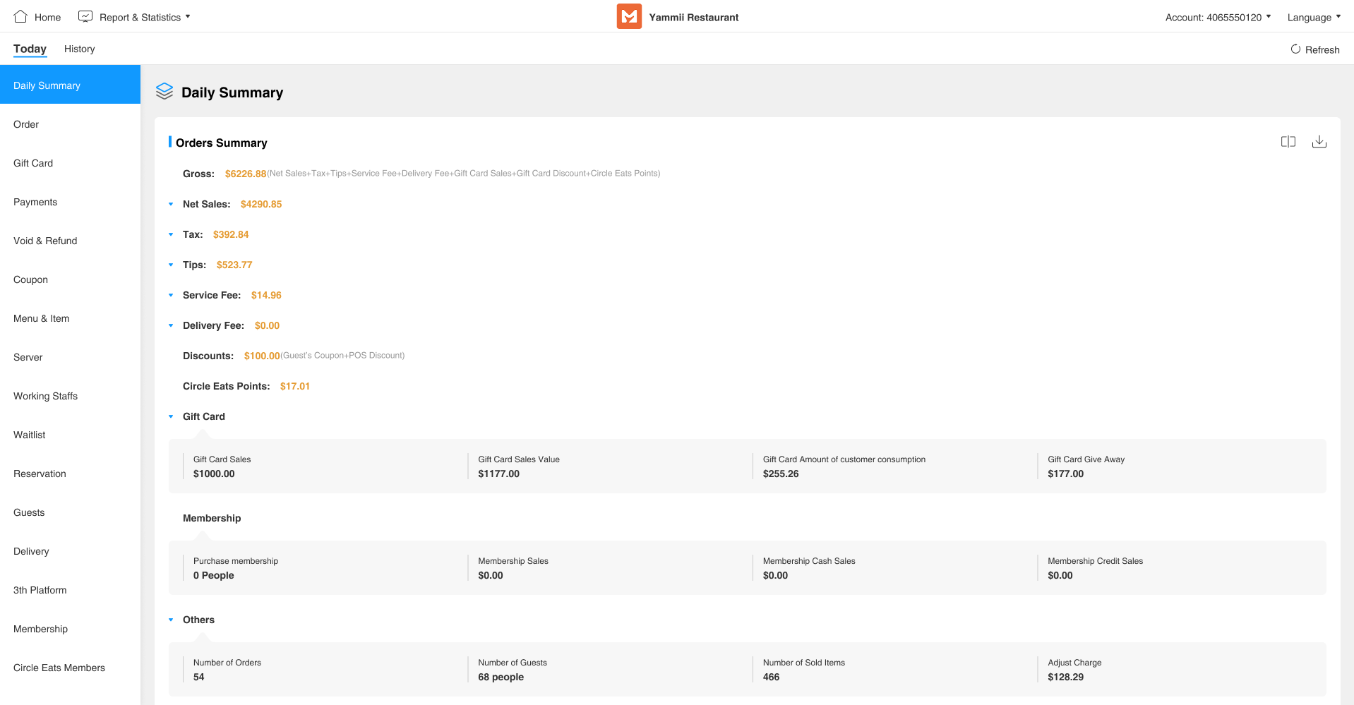 Yammii iPad ordering and modifier selection
